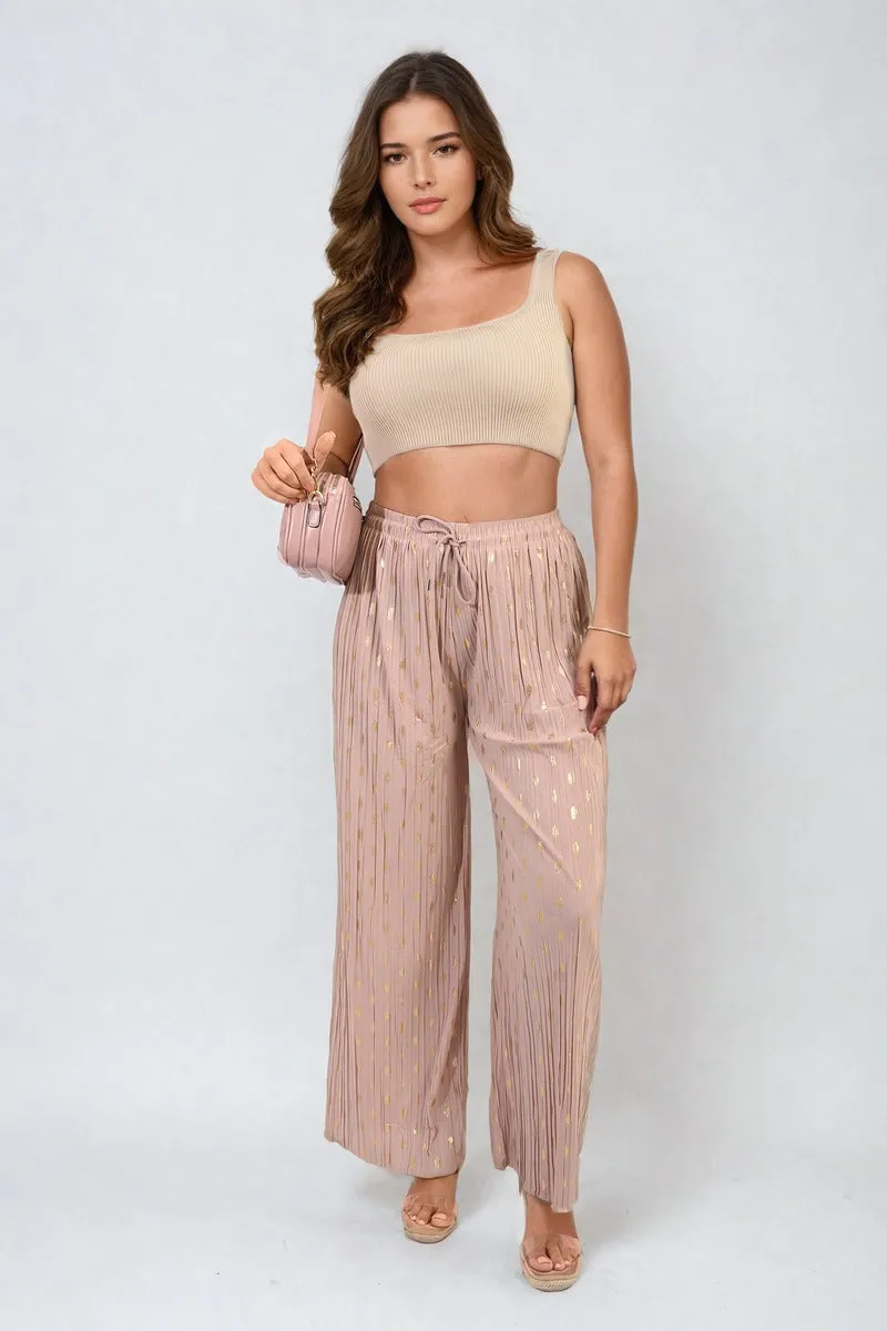 Gold Spot Pleated Trouser with Drawstring