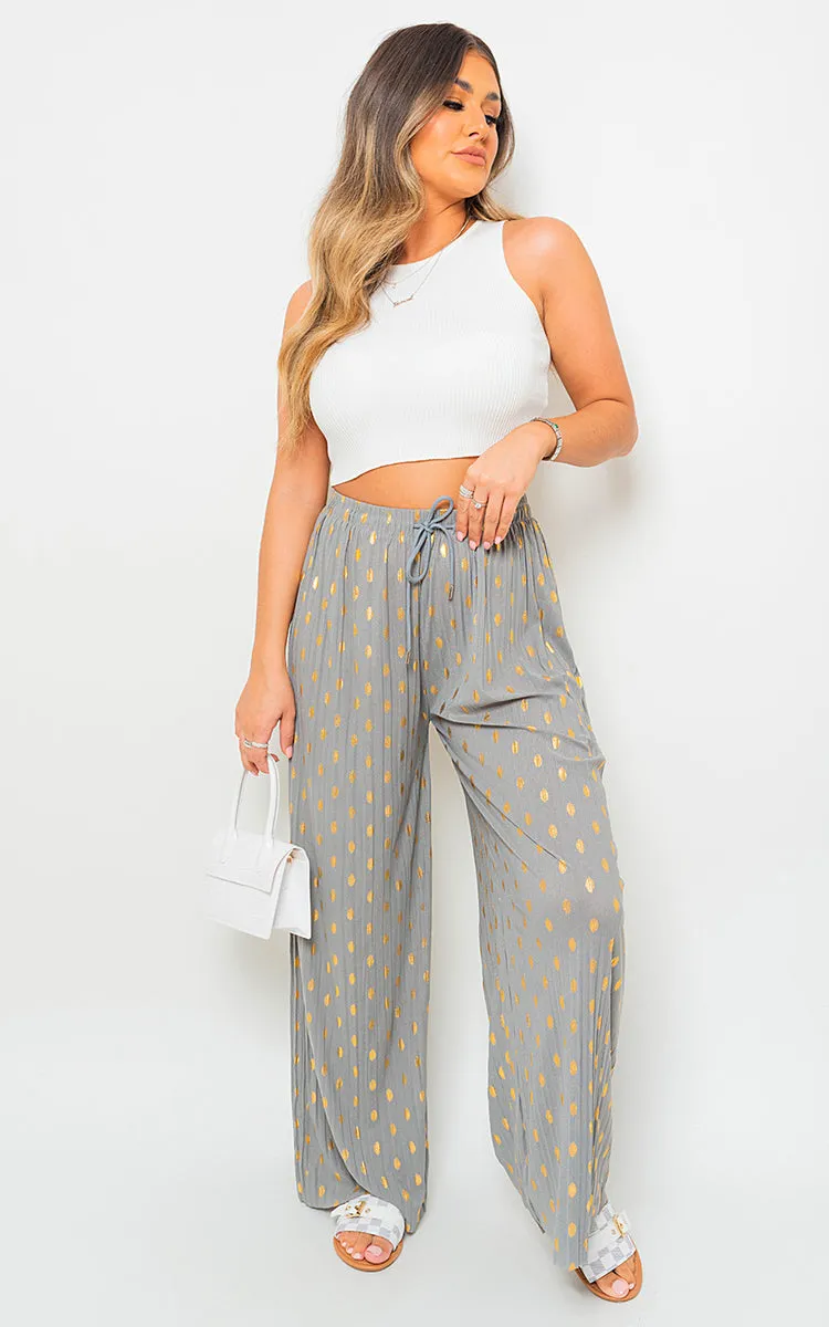 Gold Spot Pleated Trouser with Drawstring