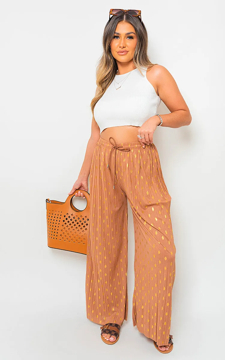 Gold Spot Pleated Trouser with Drawstring