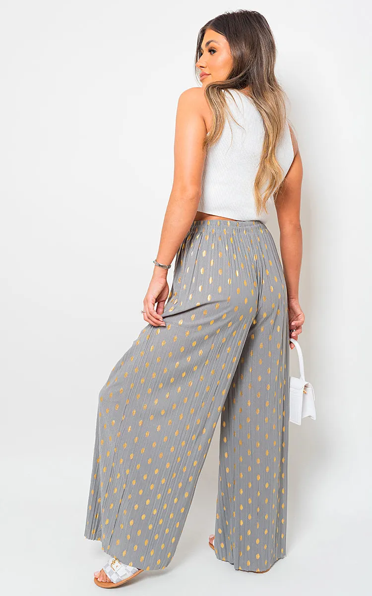 Gold Spot Pleated Trouser with Drawstring