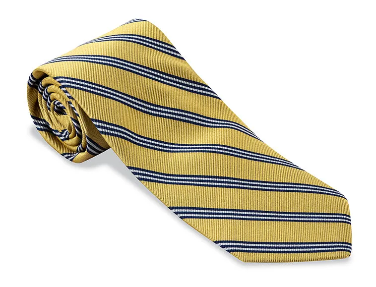 Gold/Navy Brooks Striped Necktie - F1962