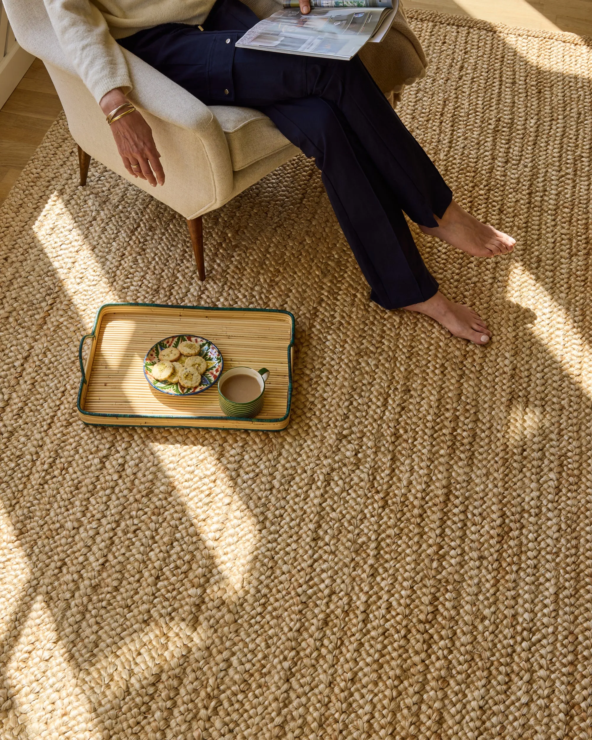 Handwoven Rattan Tray - Green