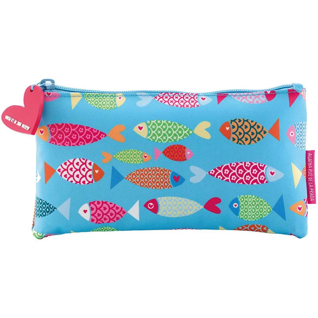 Holdall Flat Pencil Case 8.5in x 4.75in x .5in Fish