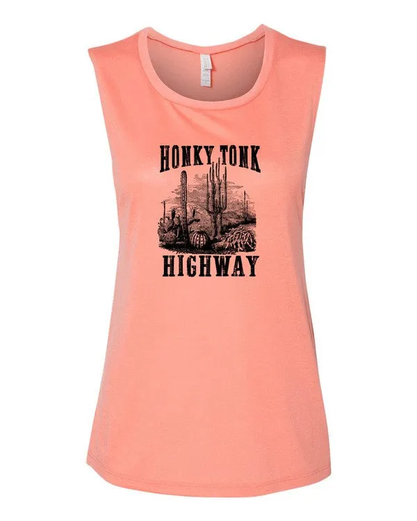 Honky Tonk Highway Print Muscle Tank