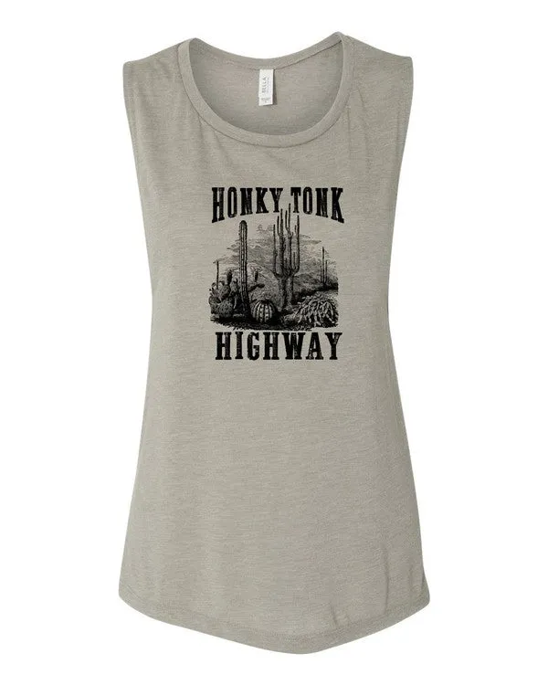 Honky Tonk Highway Print Muscle Tank