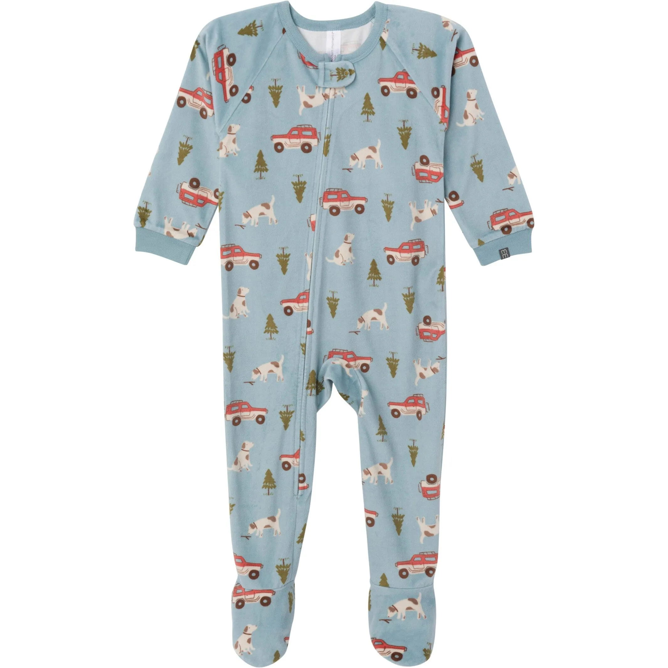 Infant and Toddler Boys Blue Camp Footed Fleece Pajamas