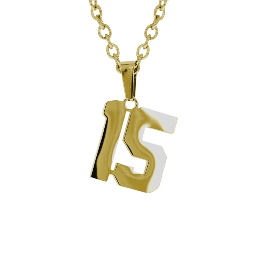 Jersey Number Necklace | Gold Stainless Steel