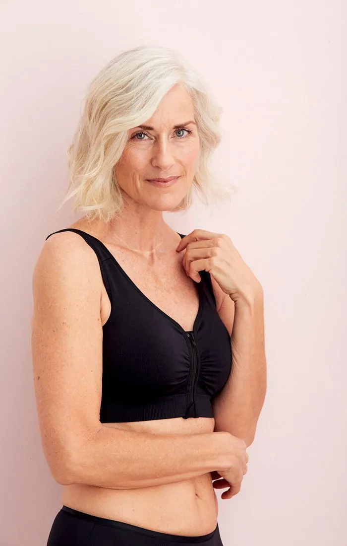 Lynn Post Mastectomy Front Zip Bra In Black - Anita