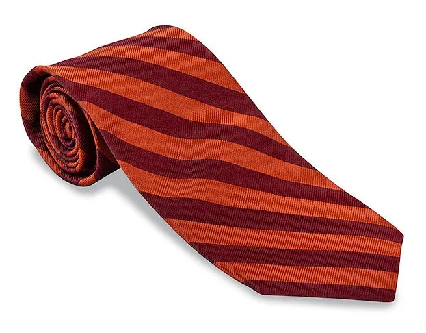 Maroon/ Orange Bar Stripes Necktie - F622