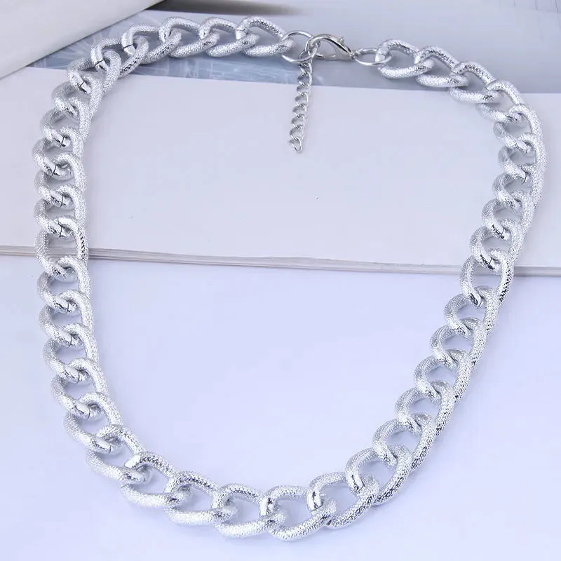 Matte Metal Chain Fashion Femme Jewelry 2024 Punk Necklace