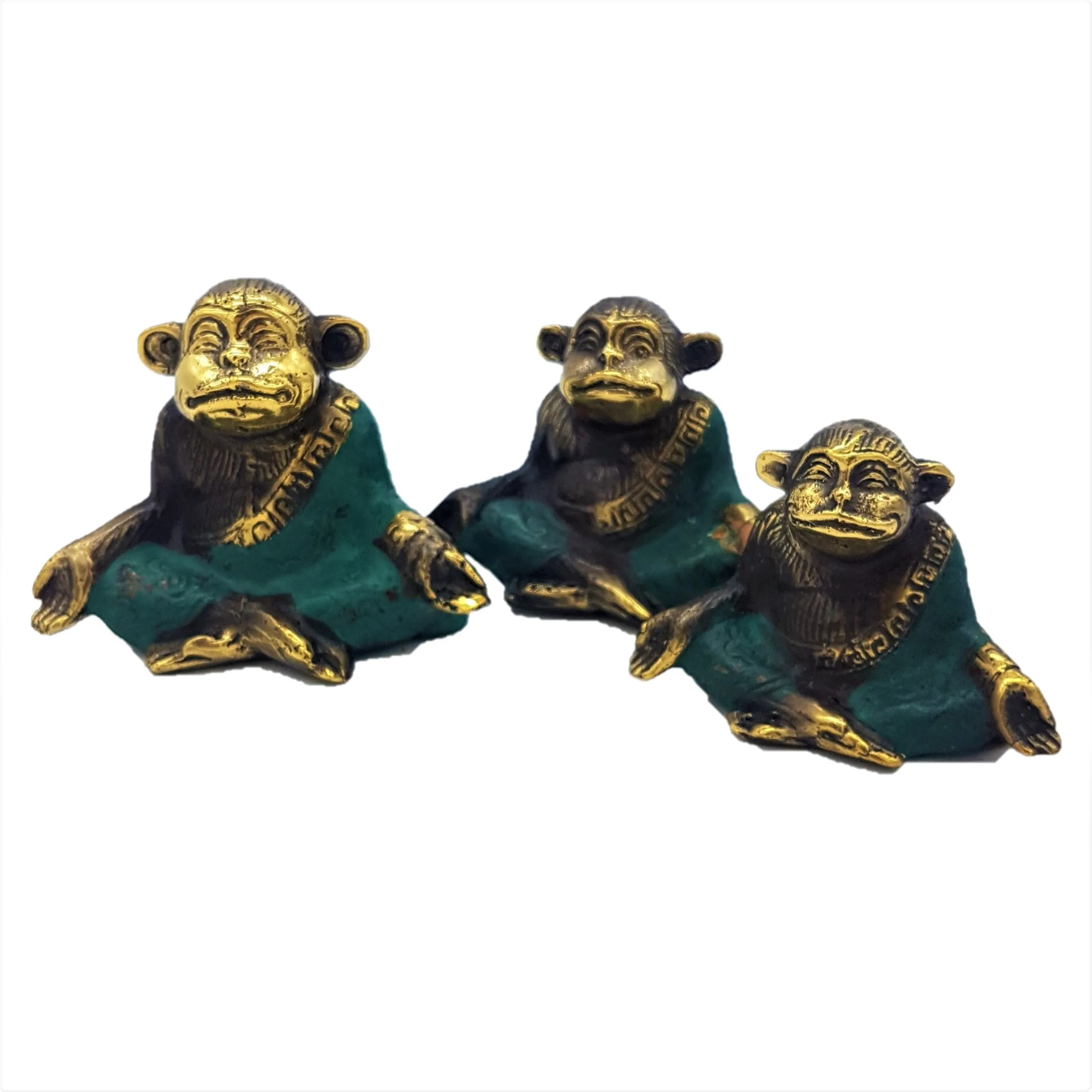 Meditating Brass Monkeys - Set Of Three