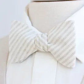 Men's Freestyle Self-Tie Bow Tie / Natural Linen Stripe