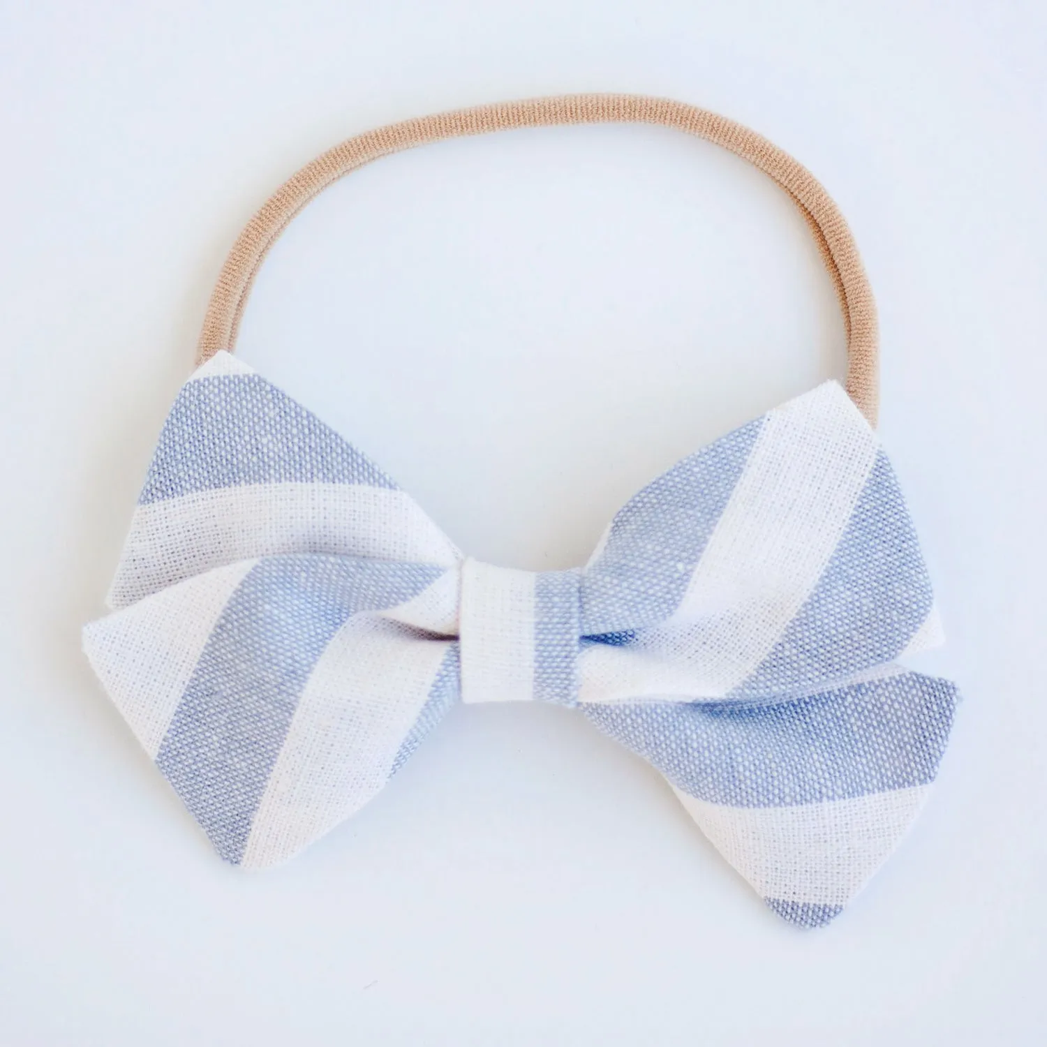 Men's Freestyle Self-Tie Bow Tie / Wide Chambray Linen Stripe