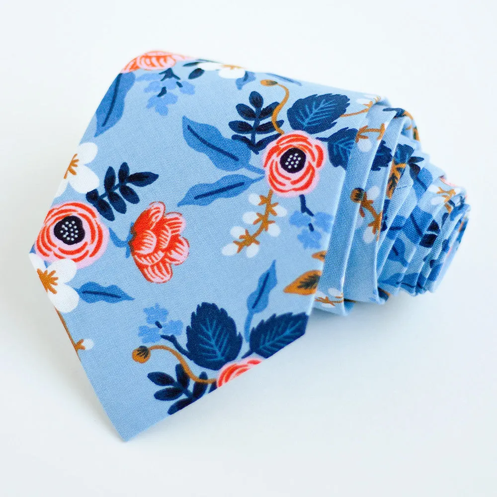 Men's Necktie / Birch Floral In Periwinkle