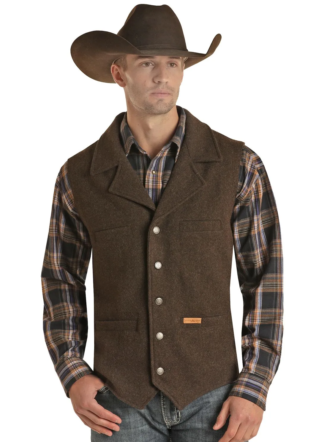 Men's Powder River Montana Dark Brown Wool Vest