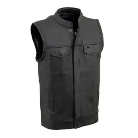 Milwaukee Leather LKY3850 Youth Size Open Neck Snap and Zip Front Club Style Leather Vest