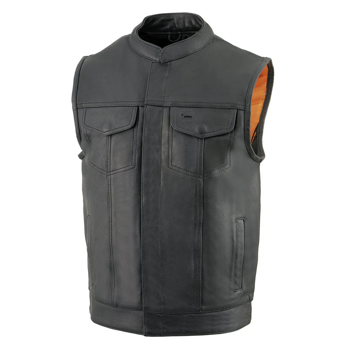 Milwaukee Leather Men's Black Cool-Tec Premium Leather Vest - Club