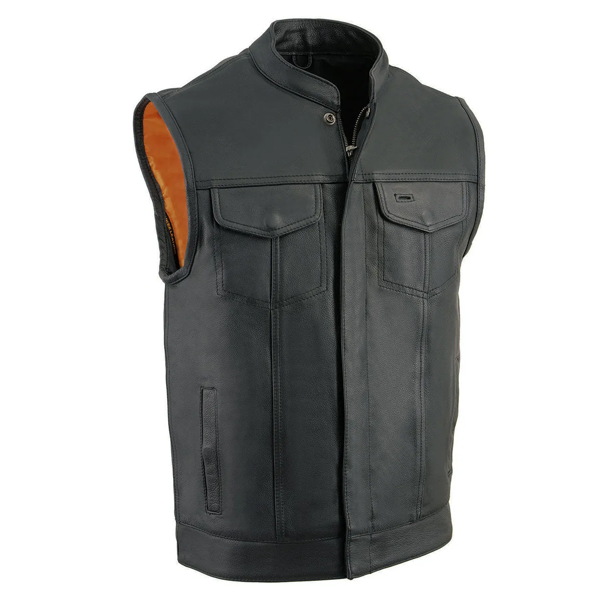 Milwaukee Leather Men's Black Cool-Tec Premium Leather Vest - Club