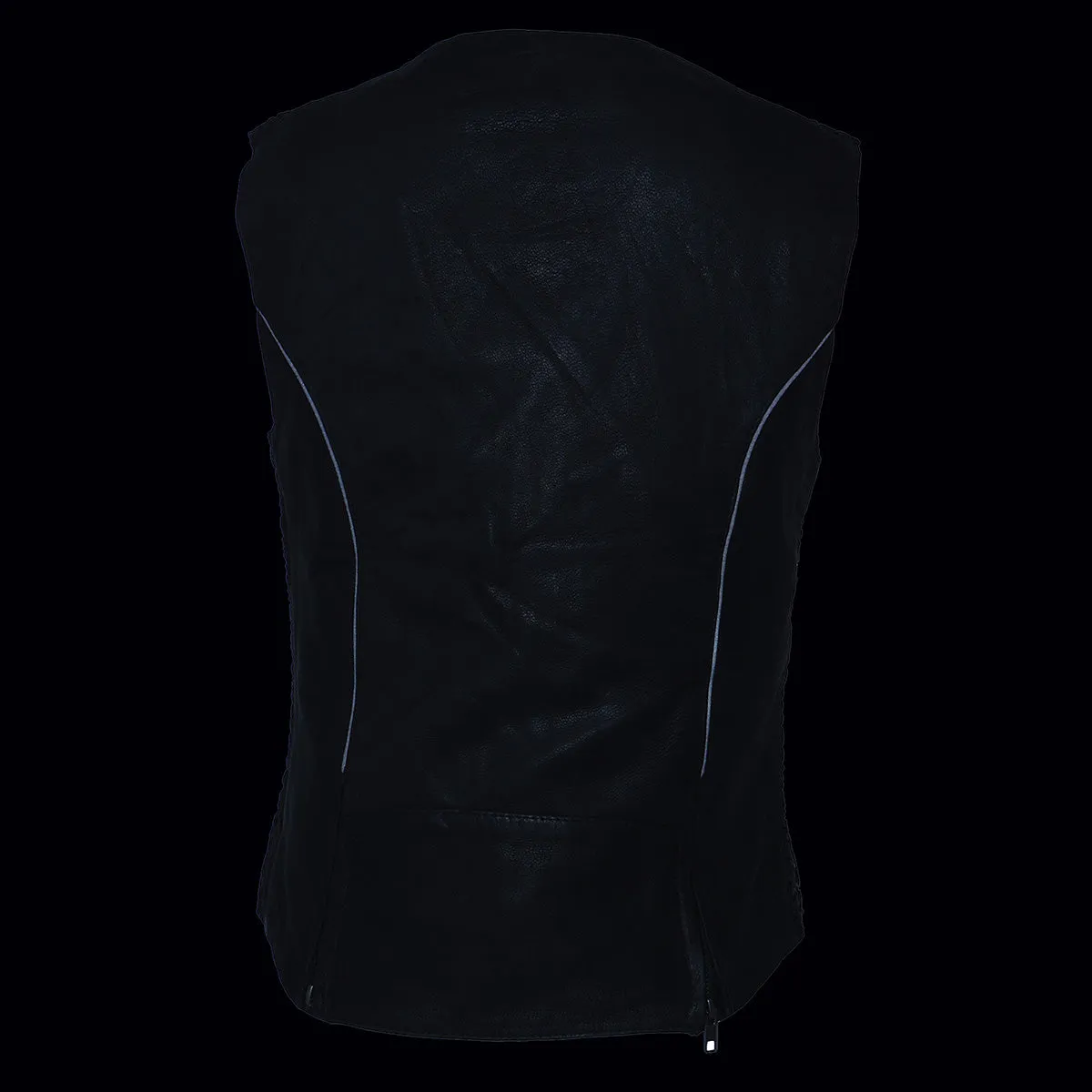 Milwaukee Leather MLL4571 Women's Black Lightweight Motorcycle Leather Vest w/ Crinkled Leather Design