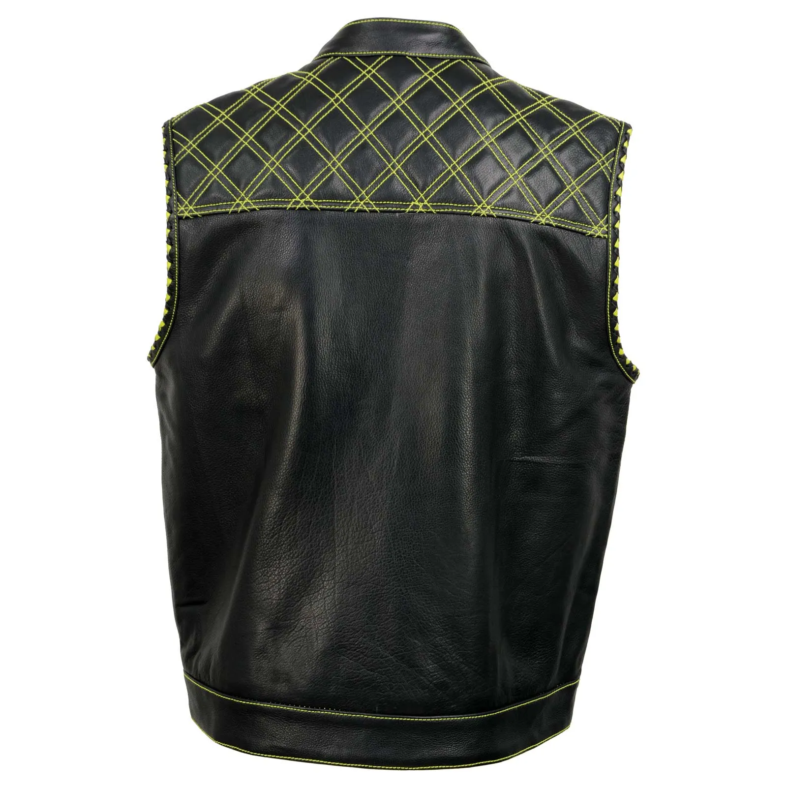 Milwaukee Leather MLM3528 Men's Black 'Paisley' Accented Neon Green