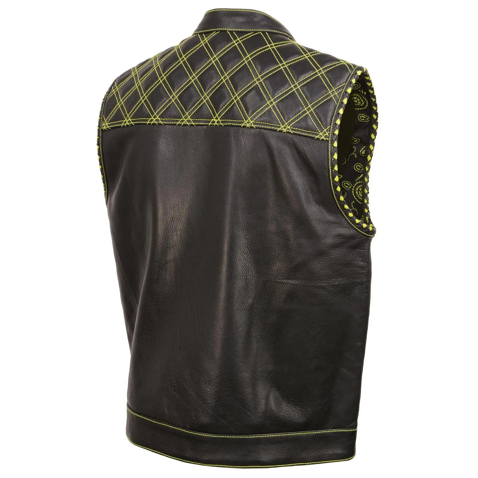 Milwaukee Leather MLM3528 Men's Black 'Paisley' Accented Neon Green