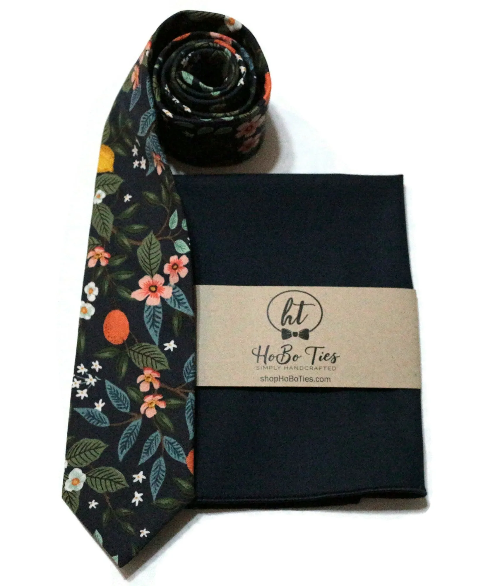 Navy Citrus Grove Floral Necktie