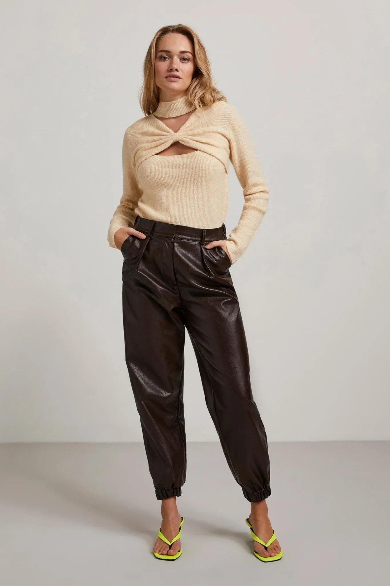 Nemma High Waist Trousers - Chocolate Plum