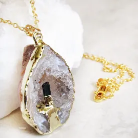 Oco Geode Tourmaline Point Necklaces