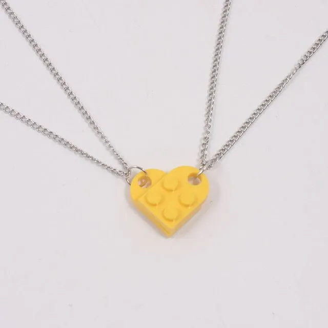 paired necklace legos brick heart pendant necklace for lovers couples cute Friendship Women Men Couple collars bff choker chain