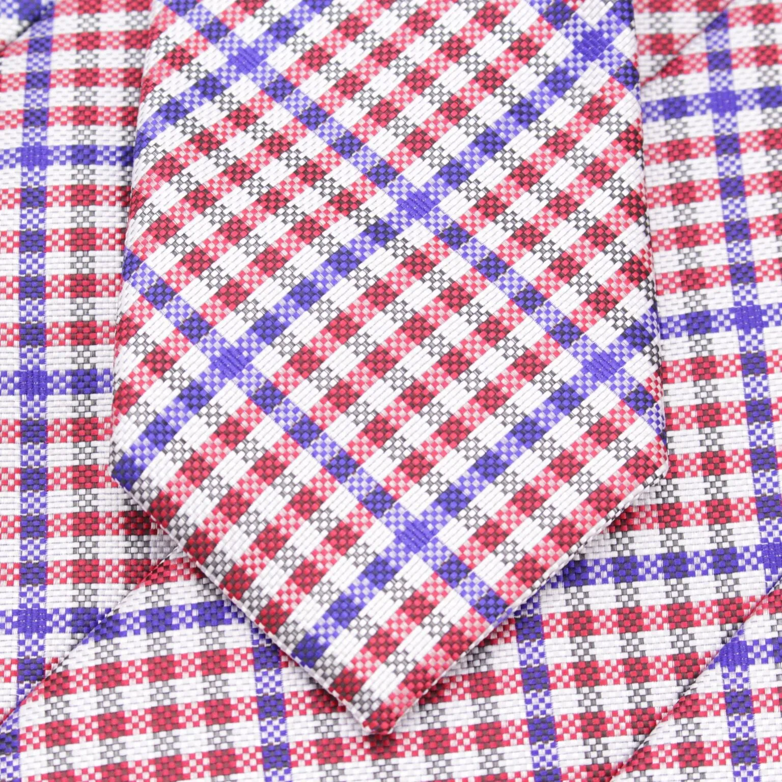 Patriot - Red, White, and Blue Gingham Patterned Necktie