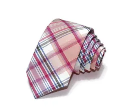 Pink Plaid Necktie - Youth