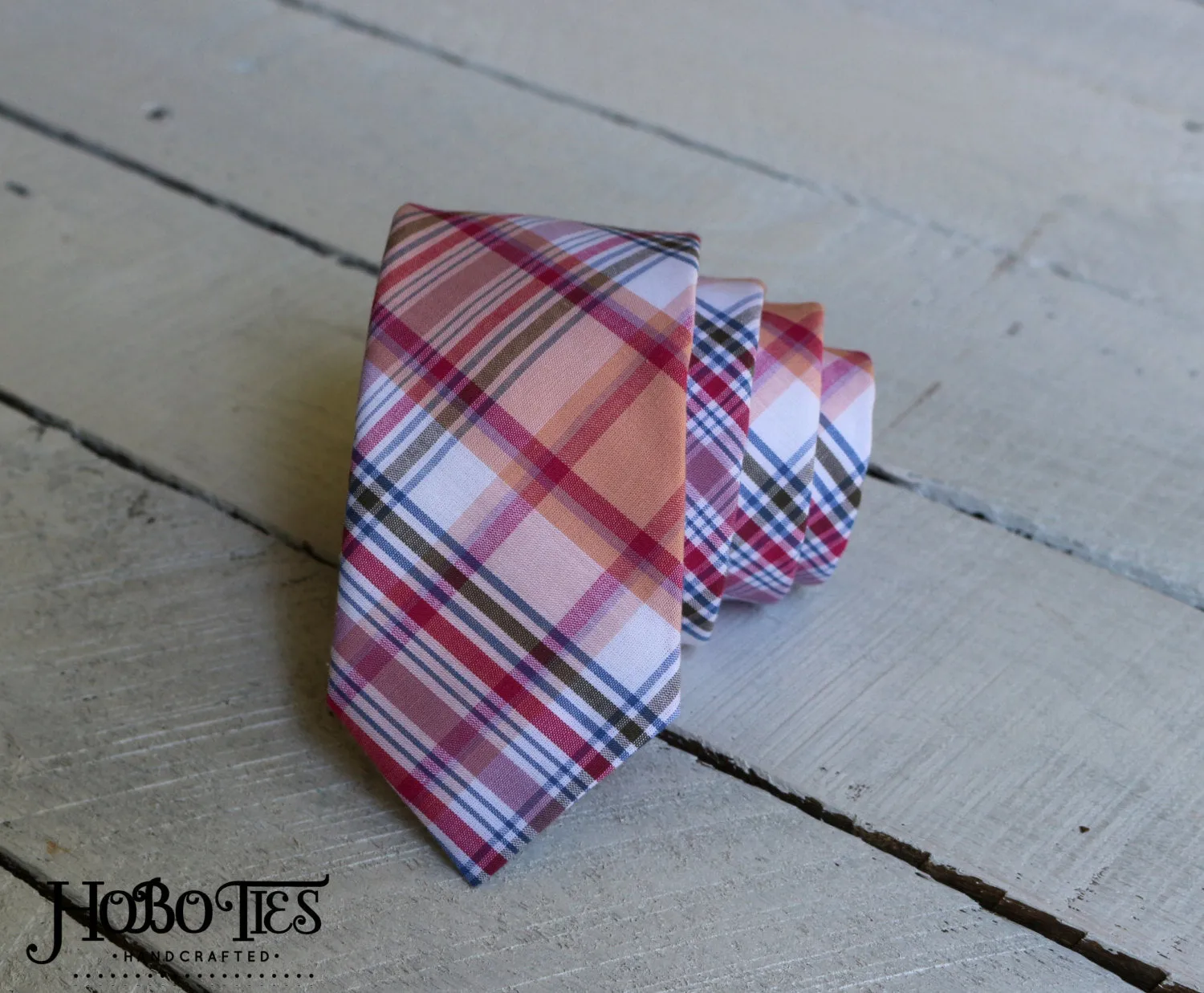 Pink Plaid Necktie - Youth