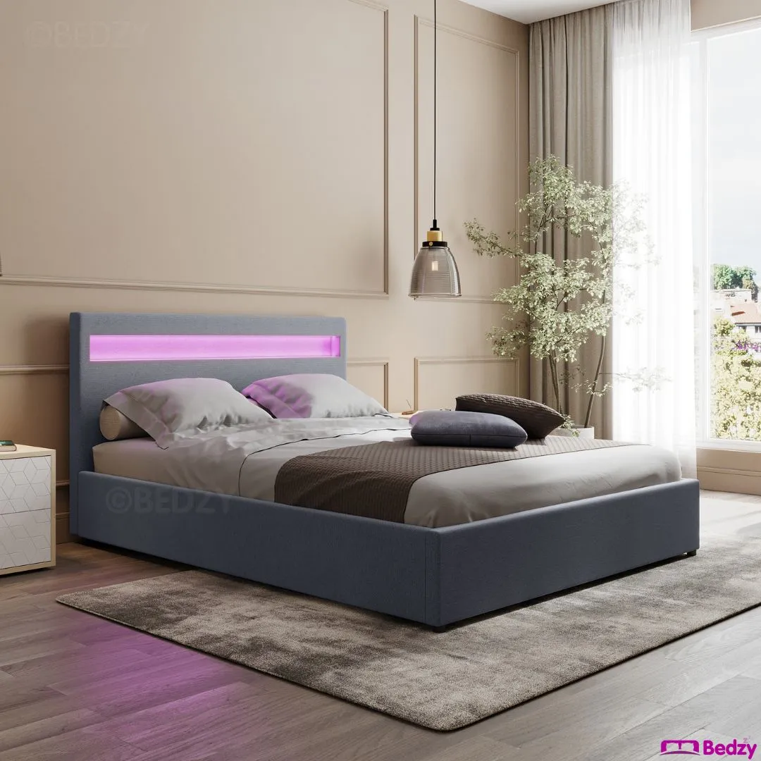 Queen Package | Wanda LED Storage Bed Grey & Bonita Euro Top Mattress (Medium Firm)