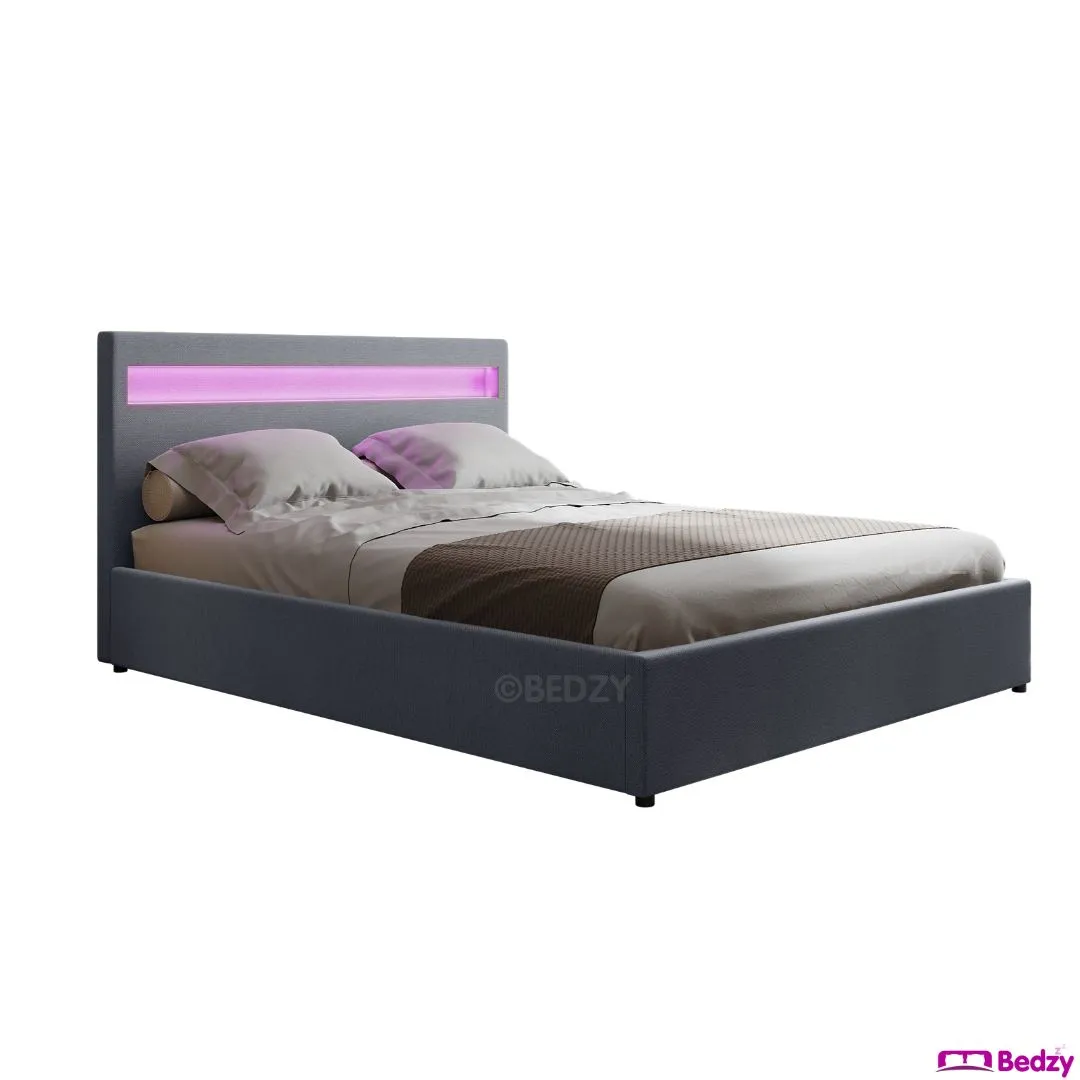 Queen Package | Wanda LED Storage Bed Grey & Bonita Euro Top Mattress (Medium Firm)