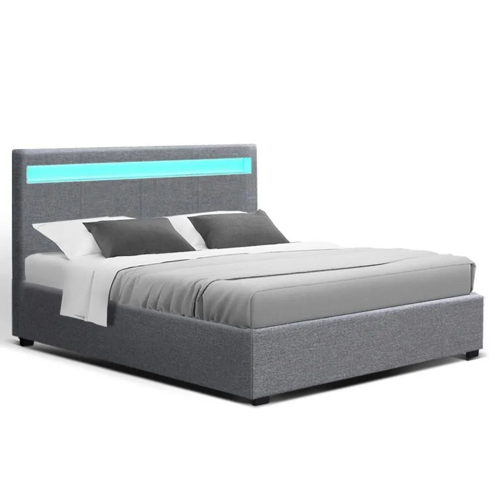 Queen Package | Wanda LED Storage Bed Grey & Bonita Euro Top Mattress (Medium Firm)