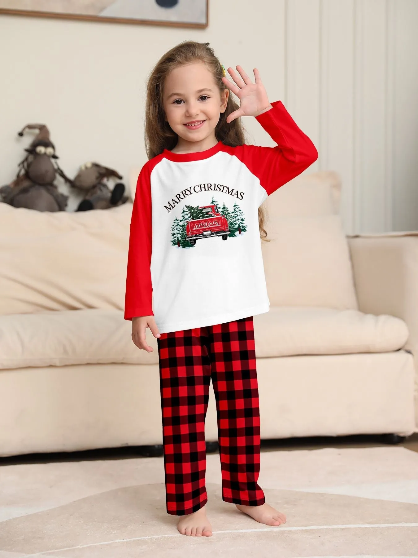 Red Car Printed Family Matching Christmas Pajamas Sets