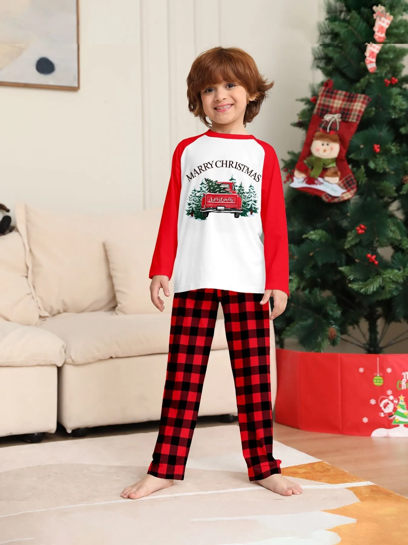 Red Car Printed Family Matching Christmas Pajamas Sets