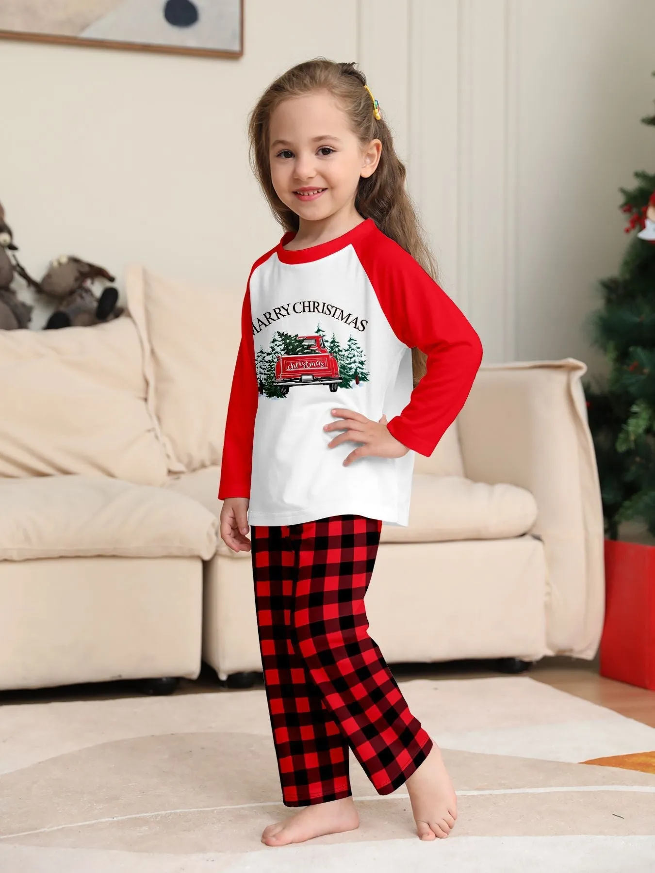 Red Car Printed Family Matching Christmas Pajamas Sets