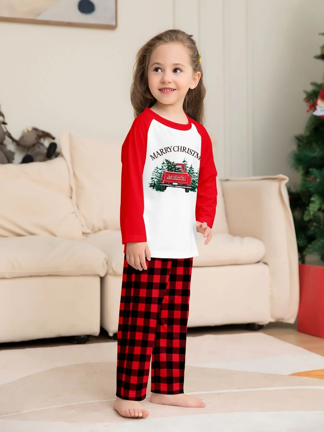 Red Car Printed Family Matching Christmas Pajamas Sets