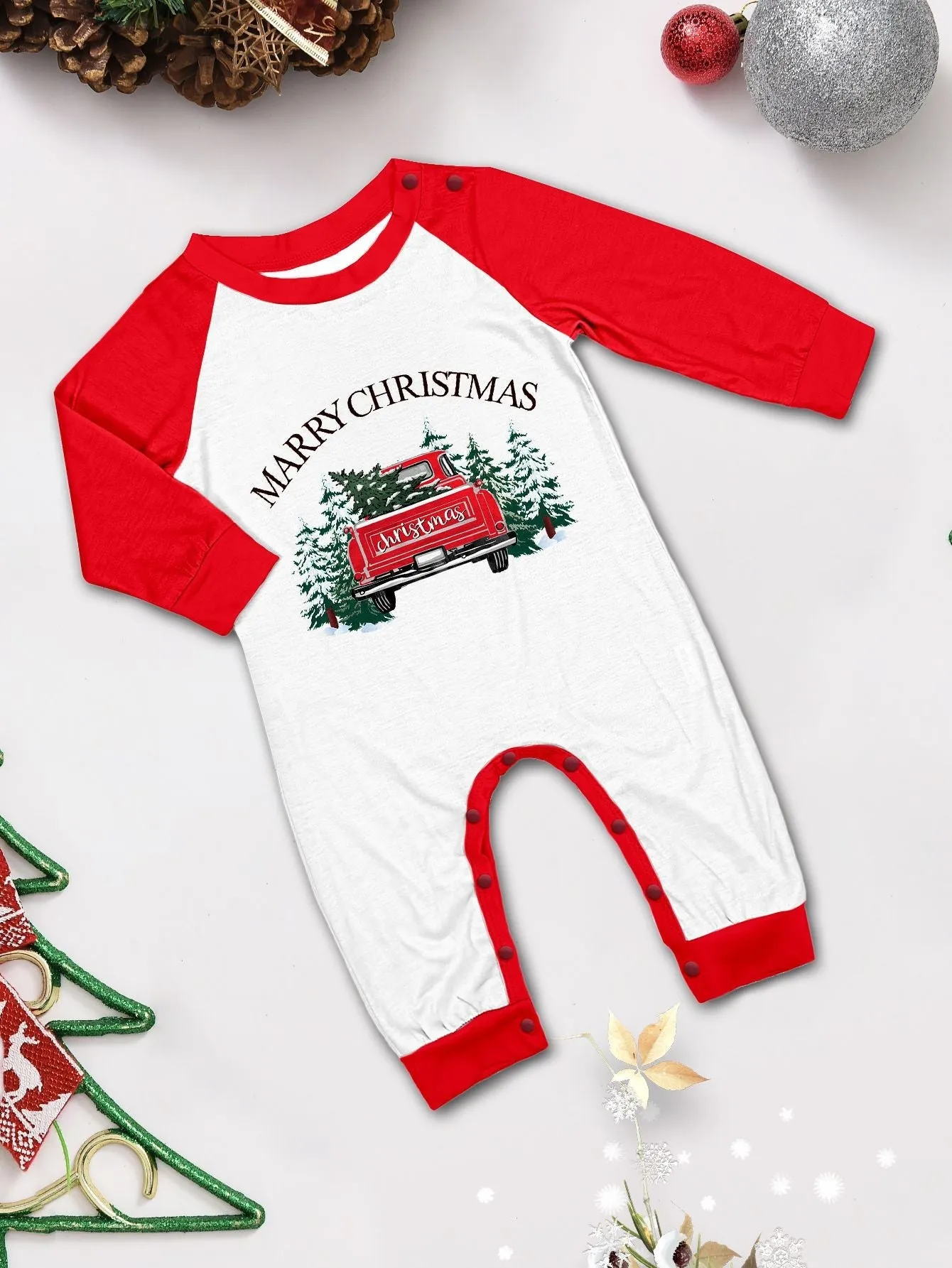 Red Car Printed Family Matching Christmas Pajamas Sets