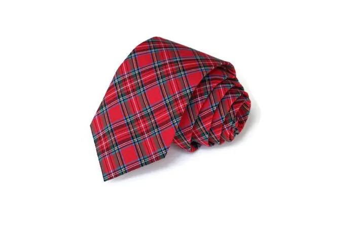 Red Tartan Plaid Necktie - Youth