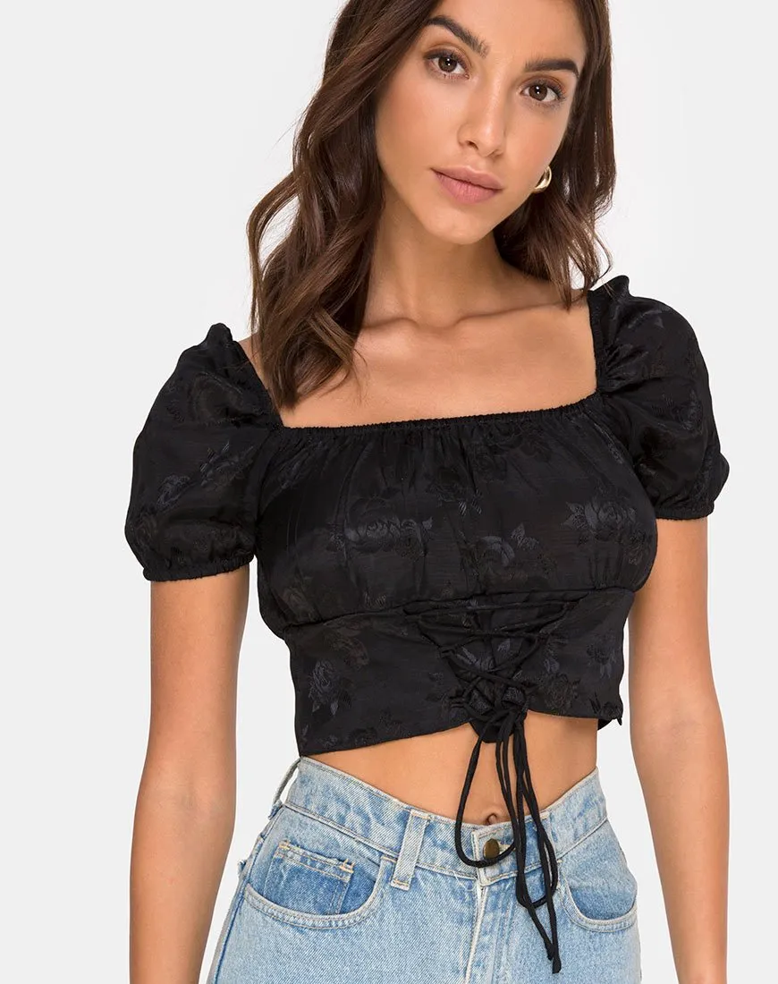 Ruiz Top in Satin Rose Black