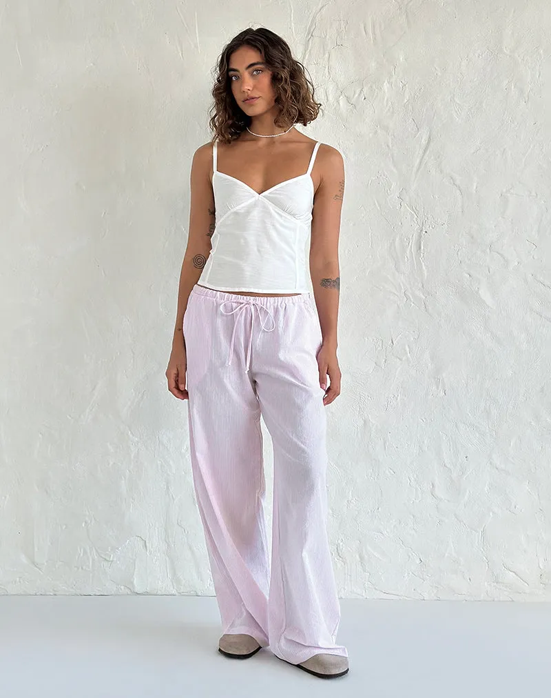 Samir Trouser in Cotton Pink Stripe