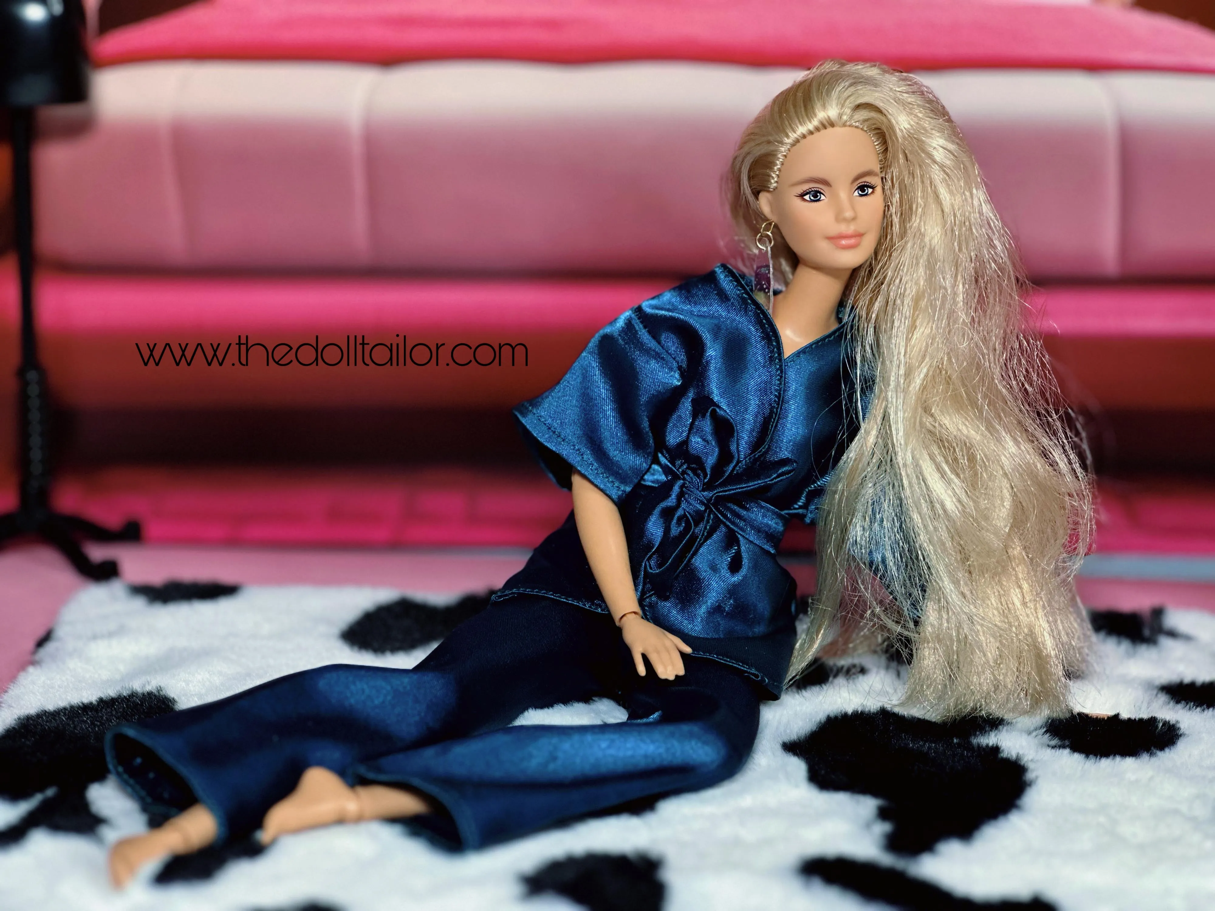 Satin pajamas for barbie doll teal pajamas