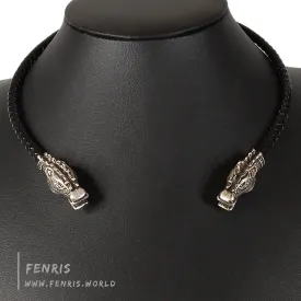 Silver Stag Torc Black Leather | Fenris