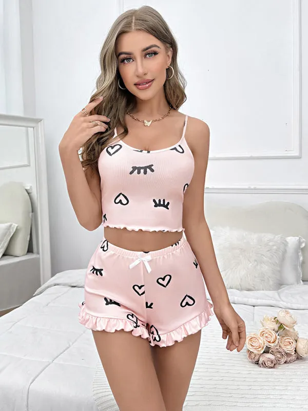 TEEK - Flower Tank Shorts Pajamas Set