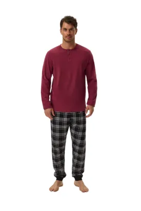 TEEK - Mens Solid Plaid Mix Kind Sleeve Pants Pajamas