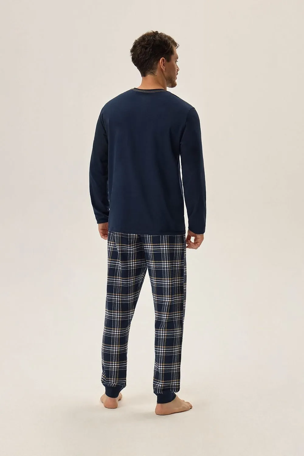 TEEK - Mens Solid Plaid Mix Kind Sleeve Pants Pajamas