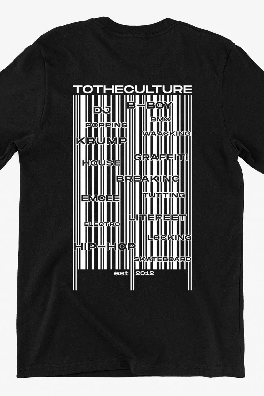 To the Culture Barcode Printed Black Tshirt