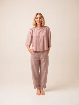 Transit Signature Split Front Linen Trouser in Mauve